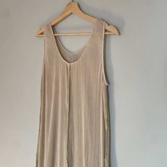 NEW Toteme Plisse Crinkled Scoop-Neck Maxi Dress in Cream Beige | size 32 / US 0 - Picture 8 of 14